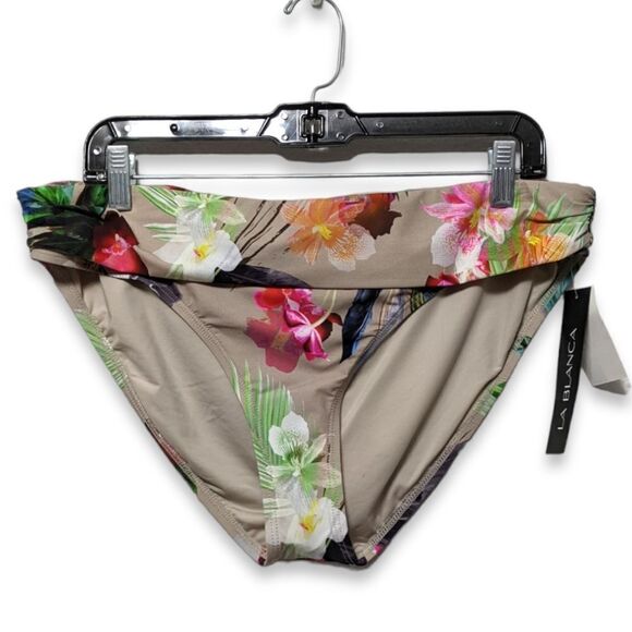 NWT LA BLANCA LB8KD95 Beyond The Jungle Shirred Band Hipster Swim Bottoms 14 - Picture 1 of 5